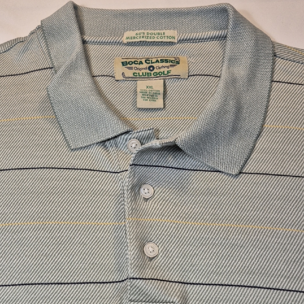 BOCA Classics CLUB GOLF XXL Mens Polo Shirt with Horizontal Stripes Light Green